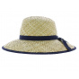 Maryse Wide-Brimmed Hat with Navy Ribbon