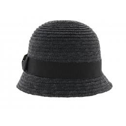 Black Maithe Straw Cloche Hat