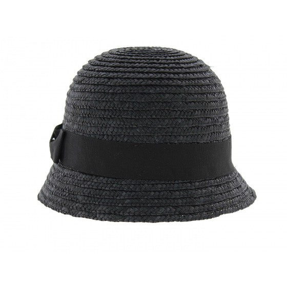 Maithe Black Straw Cloche Hat