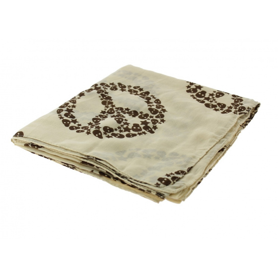 Peace and Skull Scarf beige