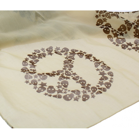 Peace and Skull Scarf beige