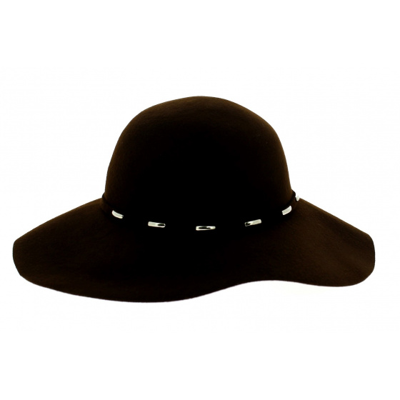 Brown Wool Felt Wide Brim Hat - Fléchet