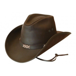 Chapeau western avec jugulaire - Pampa Safari cuir