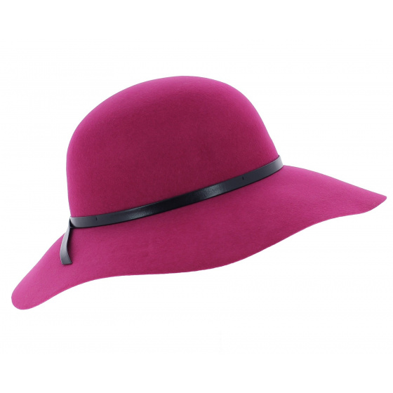 Euterpe Wool Felt Wide-Brimmed Hat Fuchsia - Traclet