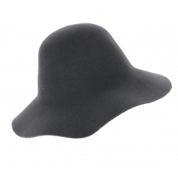 Gray Wool Felt Garbo Wide-Brimmed Hat - No Hats