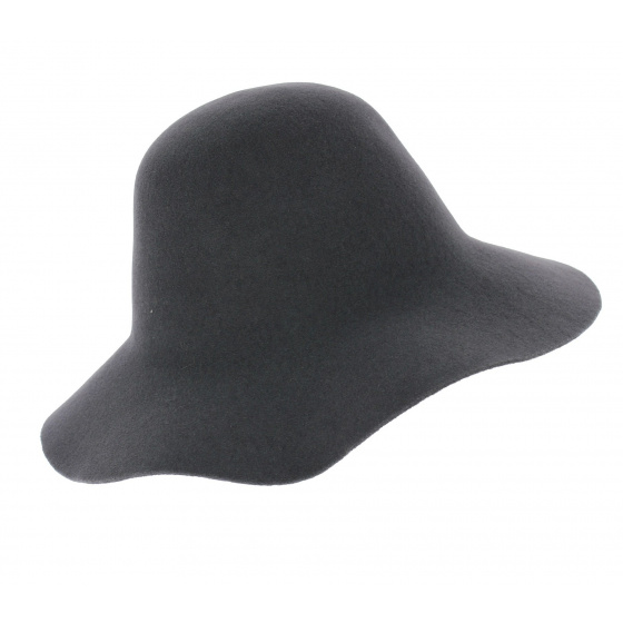 Gray Wool Felt Garbo Wide-Brimmed Hat - No Hats