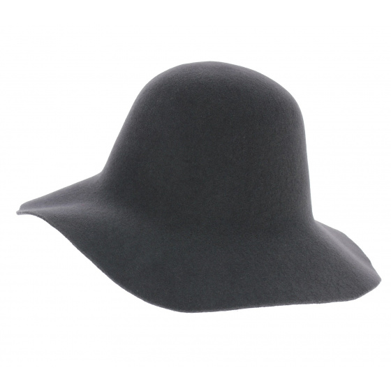 Gray Wool Felt Garbo Wide-Brimmed Hat - No Hats