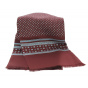 Burgundy Scarf with sky blue patterns - Silk