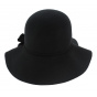 Black Wool Felt Wide Brim Hat - Traclet