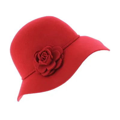 Red Wool Felt Wide-Brimmed Hat - Traclet Reference: 6145 | Traclet Millinery