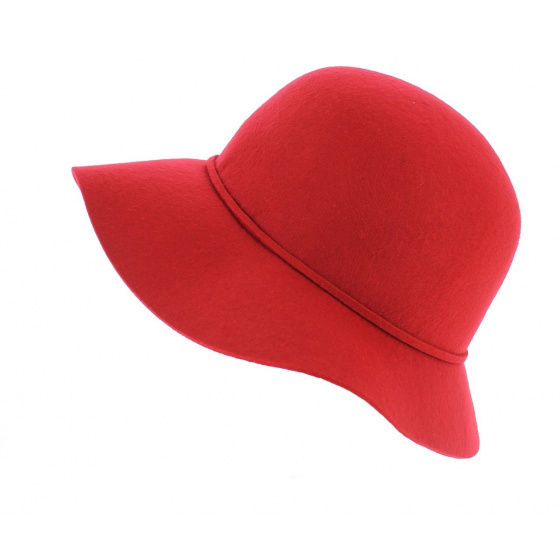 Red Wool Felt Wide-Brimmed Hat - Traclet