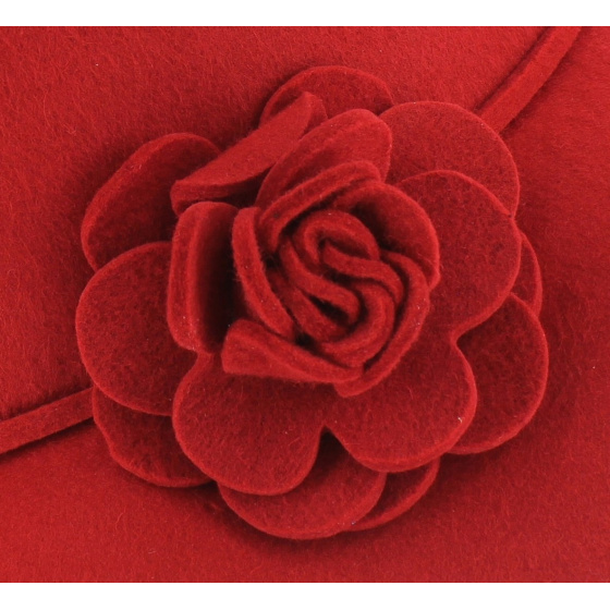 Red Wool Felt Wide-Brimmed Hat - Traclet