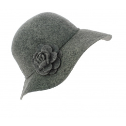 Gray Wool Felt Wide-Brim Hat - Traclet