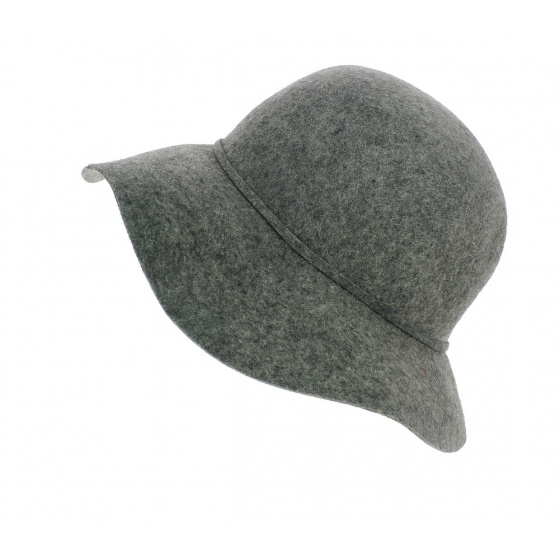 Gray Wool Felt Wide-Brim Hat - Traclet