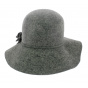 Gray Wool Felt Wide-Brim Hat - Traclet