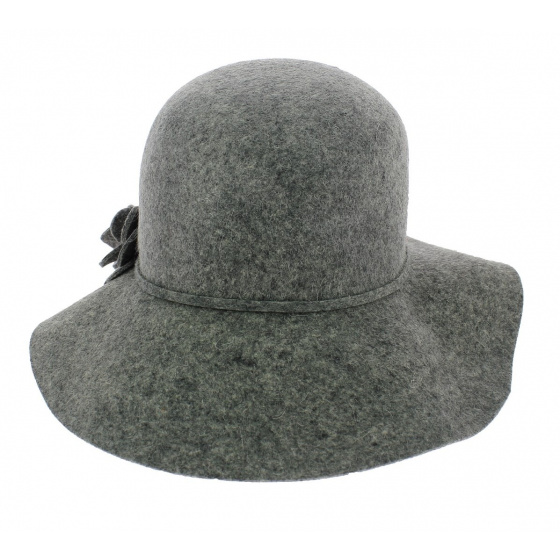 Gray Wool Felt Wide-Brim Hat - Traclet
