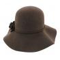 Brown Wool Felt Wide-Brimmed Hat - Traclet