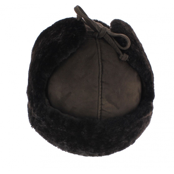 Chapka vraie fourrure Moscou - Gena marron chocolat