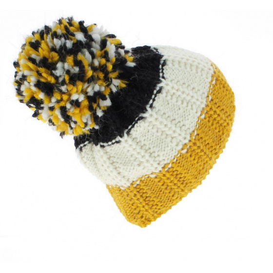 Tricolor Pom-Pom Beanie - Wegener