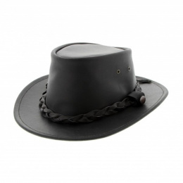 Highlander Black Leather Hat - Jacaru