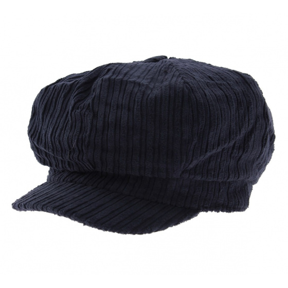 Navy Velvet Newsboy Cap - Traclet