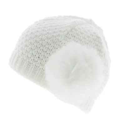 Bonnet blanc le drapo pompon blanc  Reference : 6220 | Chapellerie Traclet