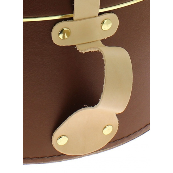 Brown leather hat box - Traclet