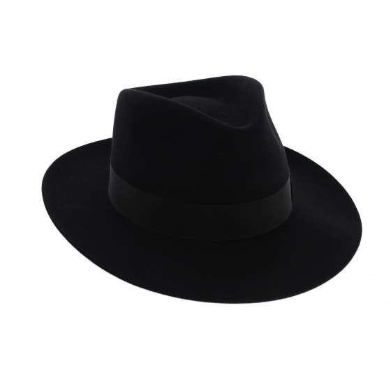 Chapeau Fédora Feutre Poil De Lapin Noir - Traclet Chapeau Fédora Feutre Poil De Lapin Noir - Traclet