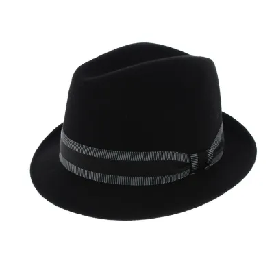 Black Wool Felt Jazzy Trilby Hat - Aussie Apparel Reference: 6402 | Chapellerie Traclet