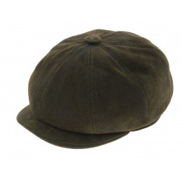 Hatteras Newsboy olive leather cap - Aussie Apparel