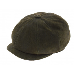 Khaki Leather Hatteras Newsboy Cap - Aussie Apparel