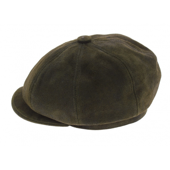 Casquette Hatteras Newsboy Cuir Kaki - Aussie Apparel