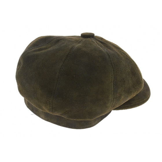 Casquette Hatteras Newsboy Cuir Kaki - Aussie Apparel