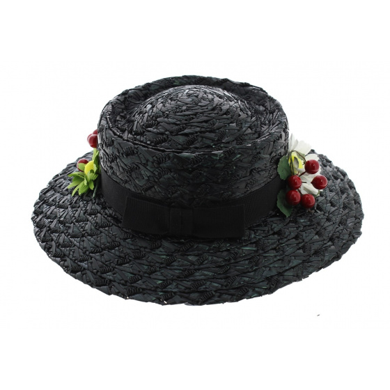 Chapeau Mary Poppins Paille Synthétique Noir - Traclet Chapeau Mary Poppins Paille Synthétique Noir - Traclet