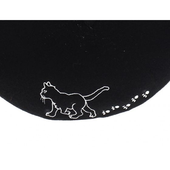 Embroidered Beret - Cat and its paws