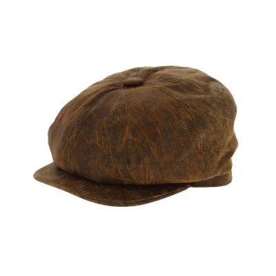 Brown Leather Newsboy Cap - Aussie Apparel Reference: 6466 | Chapellerie Traclet