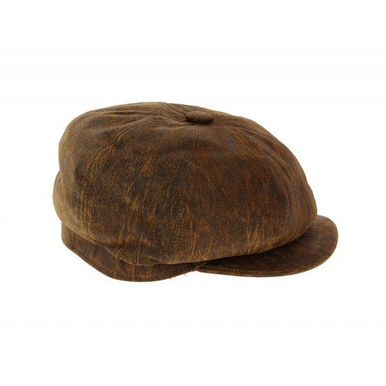 Brown Leather Newsboy Cap - Aussie Apparel Brown Leather Newsboy Cap - Aussie Apparel
