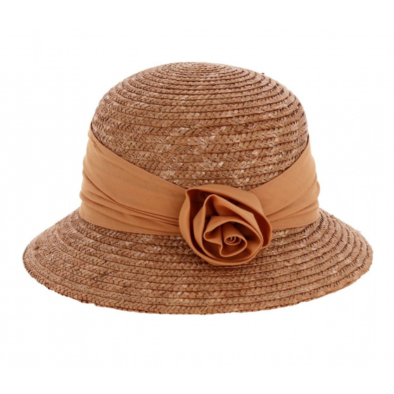 Copper straw cloche hat