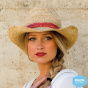 Cowboy Hat Castaway Raffia Natural/Coral - Rigon Headwear