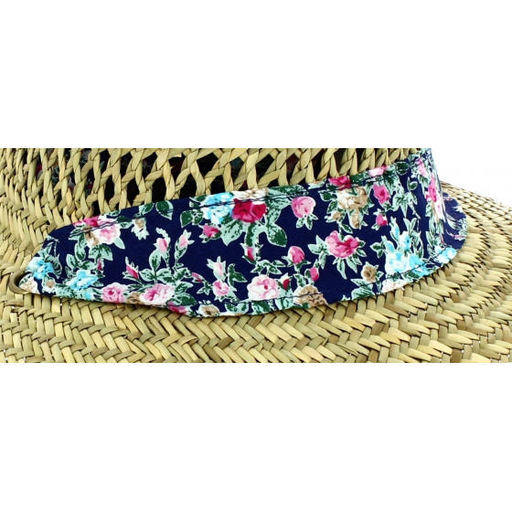 Natural Straw Navy Tropical Capeline - Dorfman Pacific