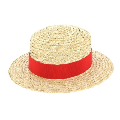 Children's Natural Straw Boater Hat Red - Traclet Reference: 6589 | Traclet Hat Shop