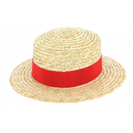 Children boater hat red