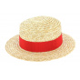 Children boater hat red