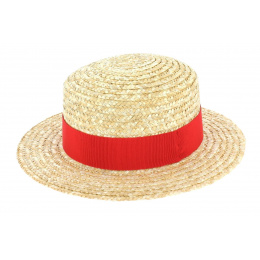 Children boater hat red