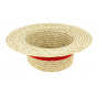 Children's Natural Straw Boater Hat Red - Traclet