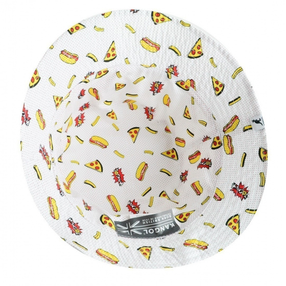 White Food Bucket Reversible Hat - Kangol