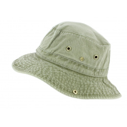 Washed Olive Cotton Jodhpur Bucket Hat - Broner Hats