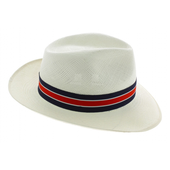 Natural Panama Regimental Fedora Hat - Christy Natural Panama Regimental Fedora Hat - Christy