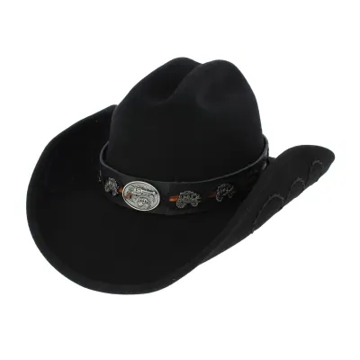 Chapeau de Cowboy Jesse Feutre Laine Noir - Bullhide Reference : 6709 | Chapellerie Traclet