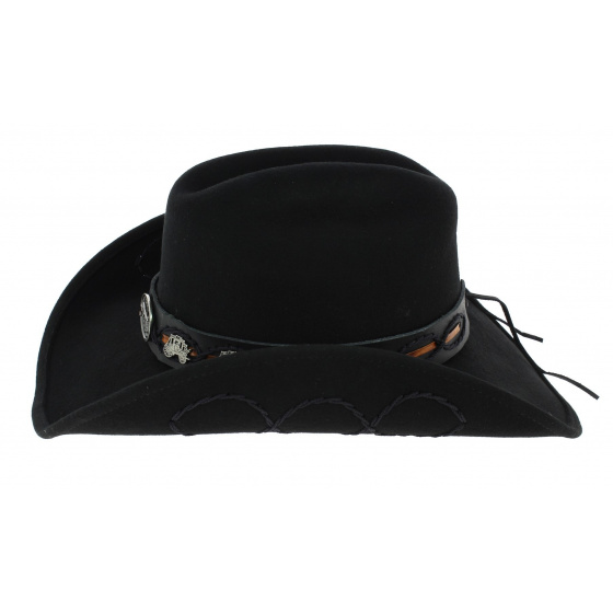 Jesse Black Wool Felt Cowboy Hat - Bullhide Jesse Black Wool Felt Cowboy Hat - Bullhide